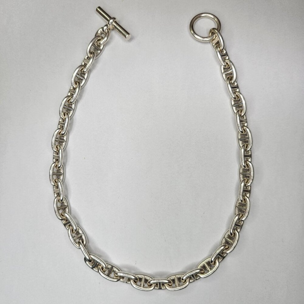 Vintage 36 Links 105g Hermes Chaine d’Ancre Silver Necklace Double Bracelet - Picture 2 of 9